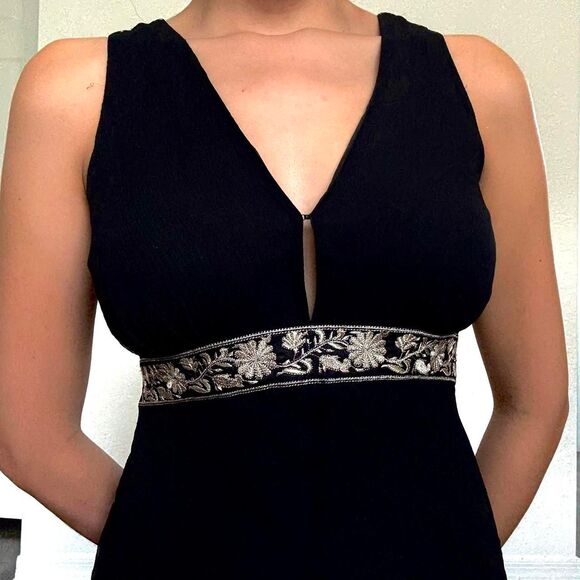 2000s black silk midi dress by ECI New York - Picture 4 of 8